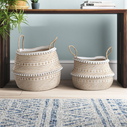 Mistana™ Seagrass Handmade Patterned Decorative and Functional Storage Basket with Handles & Reviews | Wayfair