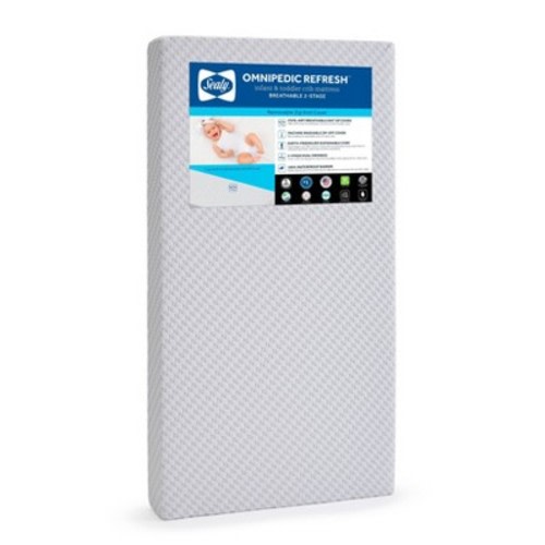 Sealy OmniPedic Refresh Breathable Knit 2-Stage Crib Mattress - White