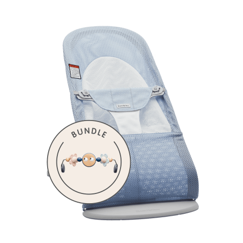 Bouncer Bundle with Toy: Sky blue/White - Mesh