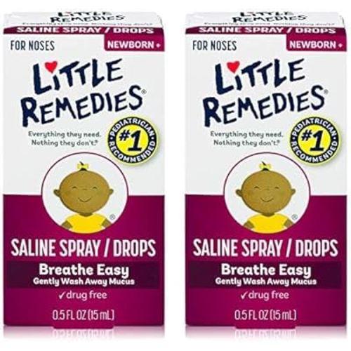 Little Remedies Saline Spray and Drops, Safe for Newborns, 0.5 fl oz (Pack of 2)