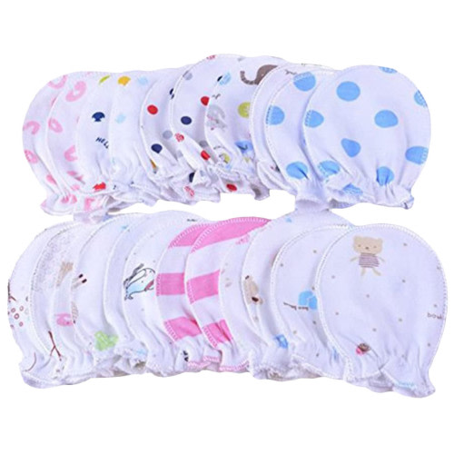 witspace Anti-Scratch Baby Mittens - Pack of 5 Unisex Toddler Mitts - No Scratch Gloves for Boys and Girls - Cotton Gloves for Toddler Baby Boys and Girls 0-6 Months Old