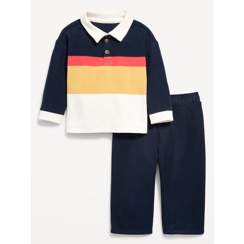 Printed Long-Sleeve Polo Shirt and Pants Set for Baby | Old Navy