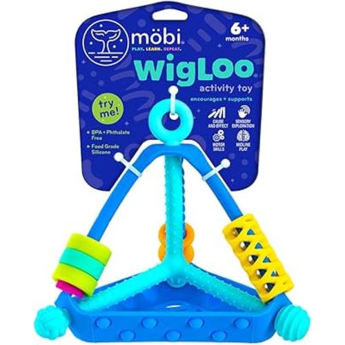 Mobi Wigloo Activity Toy - Sensory Activities for Toddlers and Kids, Teething Toy Made with Food Grade Silicone, BPA and Phthalate Free - Babies 6-12 Months and Up, Pack of 1