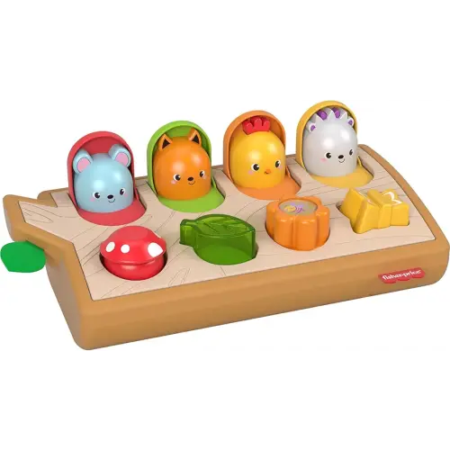 Fisher-Price Baby Toy Hide & Peek Pop-Up Animal-Themed Sensory Activity with Wood Accents & Sounds for Ages 9+ Months