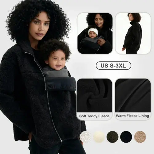 Pwest MAMA Teddy Fleece Babywearing Jacket - TikTok Shop