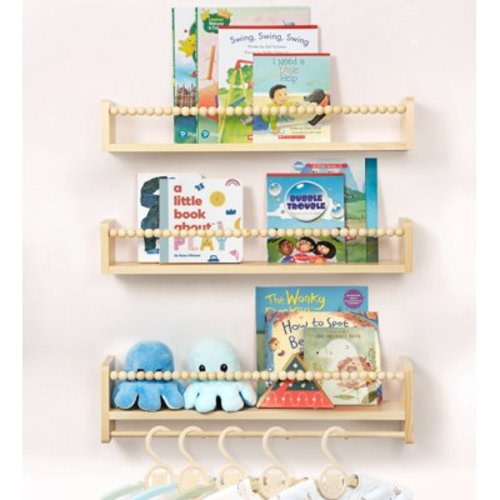 SUMGAR Floating Shelves for Wall , Wood Book Shelf for Kids Rooms , Wall Mount Kids Bookshelves , Toy Storage Organizer for Decor 23in Set of 3