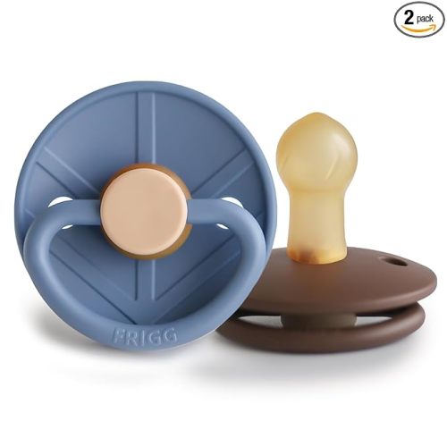 FRIGG Little Viking Natural Rubber Baby Pacifier 2-Pack | Made in Denmark | BPA-Free (Ocean View/Cocoa, 0-6 Months)