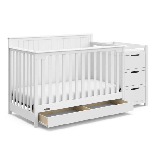 Graco Hadley 5-in-1 Convertible Crib with Storage Drawer and Changer, White