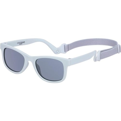 COCOSAND Baby Sunglasses with Strap Polarized Flexible Square UV400 for Infant Toddler Boys Girls Age 0-24 Months - TPE - Grey