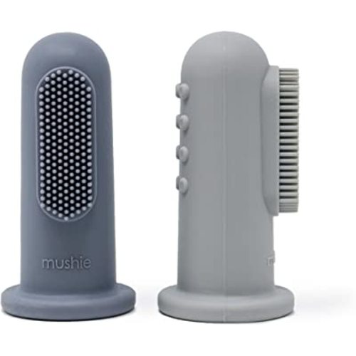 mushie Baby Finger Toothbrush (Tradewinds/Stone) 2-Pack