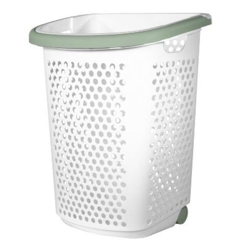 Home Logic Rolling Laundry Hamper White: Clothes Hamper With Wheels, Plastic, 18.63 Volume, Open-top, 1 Handle