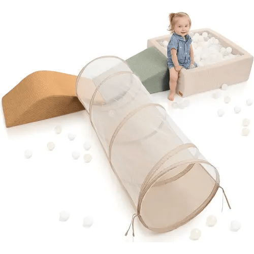 Fun Climbing Toy Set for Toddlers Aged 1-3 - Incl. Crawl Through Tunnel, Large Ball Pit & Climbing Blocks for Unlimited Indoor Fun - Perfect Foam Play Gym for Baby/Kids to Safely Learn New Skills