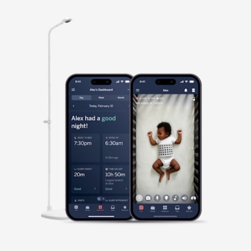 Nanit Pro Smart Baby Monitor & Floor Stand with Breathing Band, New Version - 1080p Wi-Fi Video & Sound Camera, Sleep Coach & Breathing Motion Tracker, 2-Way Audio, iOS and Android Compatible - White