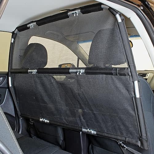 Bushwhacker Deluxe Dog Barrier 56" Wide for Trucks, Large SUVs, Full-Sized Sedans – Backseat Divider, Mesh Net Screen Shield for Cargo Area Behind Front Seats, Vehicle Gate for Dog Safety and Travel