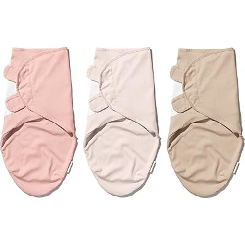 Cotton Swaddle Wrap, 100% Knitted Organic Cotton, Easy Adjustable Newborn Velcro Swaddle for Boys & Girls, Improves Sleep & Calms Startle Response, 0-3 Months, Pack of 3 (Nordic Edition 2)
