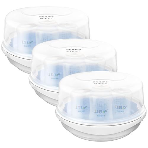 Philips AVENT Microwave Steam Sterilizer for Baby Bottles, Pacifiers, Cups and More, SCF281/05 (Pack of 3)