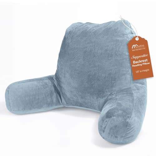 Sasttie Back Pillow for Bed Sitting Up, Greyish Blue Standard