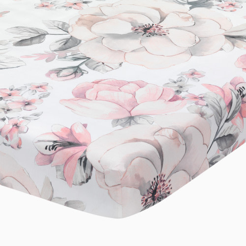 Cotton Fitted Crib Sheet - Signature Botanical White