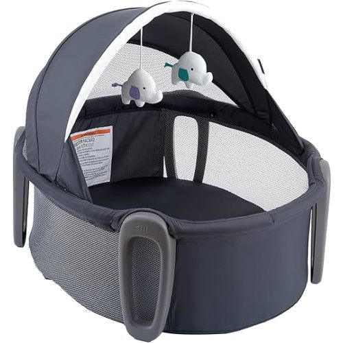 Pamo babe Portable Bassinet and Play Space Baby Dome with Toys and Canopy Travel Crib for Newborn
