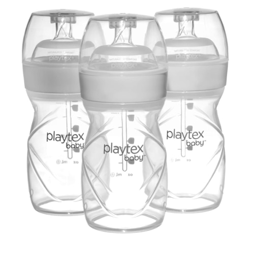 Playtex Baby Anti-Colic Nurser Bottles with Pre-Sterilized Disposable Drop-Ins Liners, 4 Oz Bottles (3 Count)