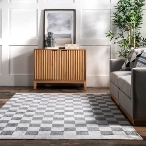 Anthelix Carina Washable Colorful Checkered Blue Rug