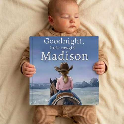 Personalized Cowgirl Bedtime Story Book, Custom Western Cowgirl Baby Book, Cowgirl Keepsake Gift, Newborn Toddler Book, Baby Shower Gift