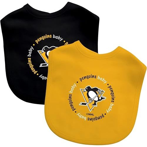 Baby Fanatic Officially Licensed Unisex Baby Bibs 2 Pack - NHL Pittsburgh Penguins Baby Apparel Set