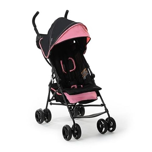 Ingenuity 3D Mini Convenience Stroller – Lightweight Stroller with Compact Fold, Multi-Position Recline, Canopy with Pop Out Sun Visor and More – Umbrella Stroller for Travel, Pink