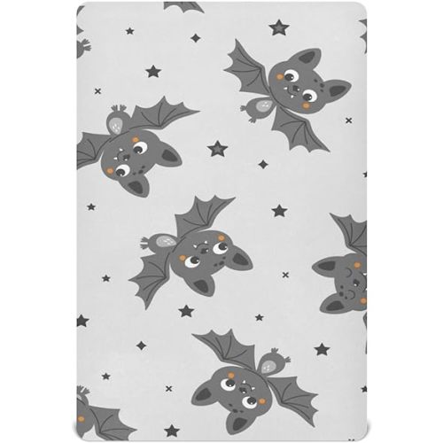 Bat Crib Sheets for Boys Girls,Breathable Skin-Friendly Nursery Bedding Sheet for Standard Crib and Toddler Mattress,S-39 * 27 * 5Inch
