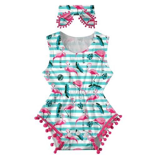 Baby Girl Clothes 0-24 Months Floral Sleeveless Baby Cowgirl Newborn Romper Jumpsuit Outfit Set with Headband