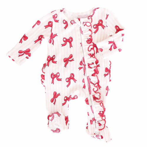 Christmas Bamboo Waffle Zipper Footies