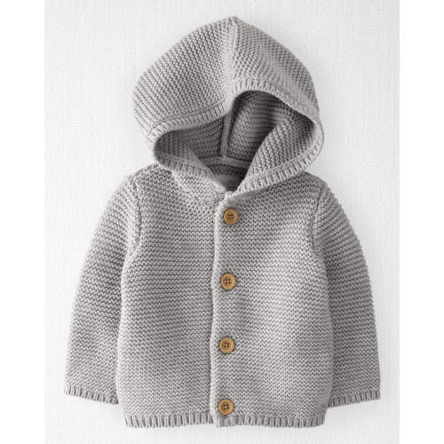Baby Organic Signature Stitch Cardigan in Gray - 3M - Style,Cream