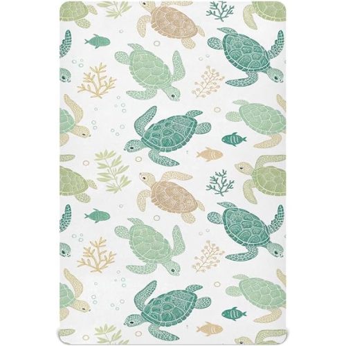 Sea Turtles Crib Sheet for Boys Girls, Super Soft Breathable Fitted Crib Sheet for Standard Crib & Toddler Mattress, Nursery Sheet, 28x52 in