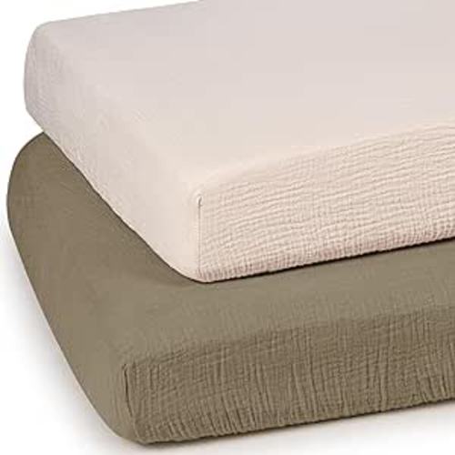 Amazon.com: lulumoon Baby Muslin Crib Sheets - Toddler Cotton Fitted Crib Sheets Neutral for Boys and Girls 2Pack : Baby