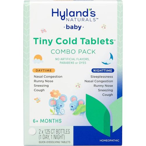 Hyland’s Baby Tiny Cold Tablets, Day & Night Value Pack, Infant and Baby Cold Medicine, Decongestant, Runny Nose & Cough Relief, 250 Quick-Dissolving Tablets