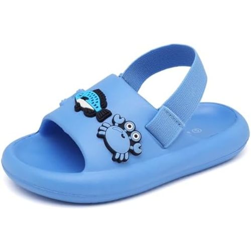 INMINPIN Toddler Boys Girls Slides Sandals Comfort Beach Pool Shower Slippers with Elastic Back Strap