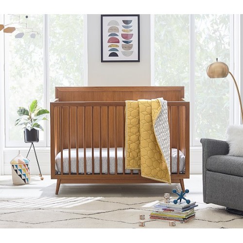 west elm x pbk Mid Century 4-in-1 Convertible Crib - Crib Only - Acorn - Acorn - Acorn - White