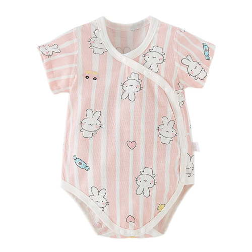 Summer Savings Clearance 2025! THDHVS Newborn Onesies Girl,Baby Clothes for Girls,Kid Summer Thin Newborn Button Print Round Neck Short Sleeve Short Rompers Pink 0-3 Months