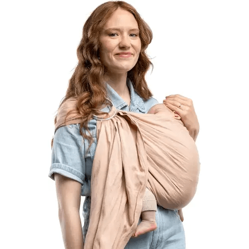 Boba Ring Sling Baby Carrier Newborn to Toddler - Lightweight & Breathable Baby Sling Carrier, Hip-Healthy Baby Carrier Sling, Baby Wrap Carrier for Front & Hip Carry, 8-35 lbs (Linen Peony)