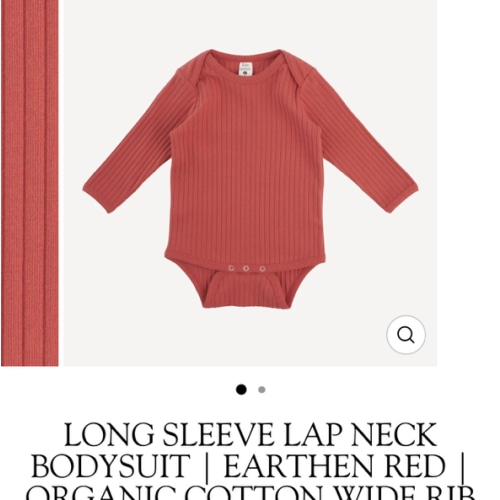 long sleeve lap neck bodysuit | earthen red | organic cotton wide rib