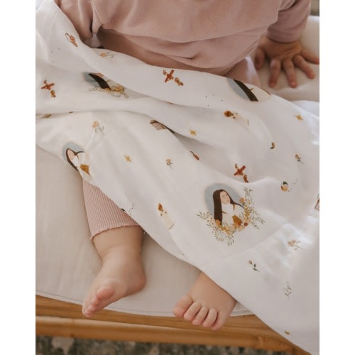 Be A Heart - St. Therese Muslin Swaddle Baby Blanket