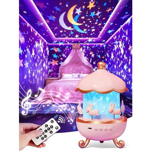 One Fire Baby Night Light Projector, 15 Sound Machine Star Projector for Kids Room,15 Films Star Light Projector 2-9 Year Old Girl Gifts Toys,Brightness Baby Night Lights for Nursery Kawaii Room Decor