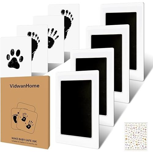 Baby Hand and Footprint Kit 4pc– Inkless Clean Touch Ink Pad for Keepsake Footprints, Paw Prints, Mess-Free Ink Pad for Newborns and Pets with 16 White Cards(Jet Black)
