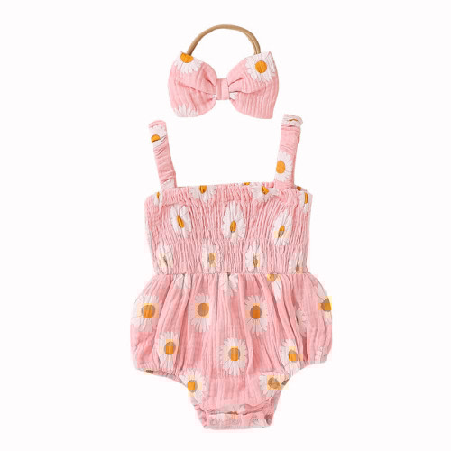 Baby Daisy Suspenders Bodysuit with Headband