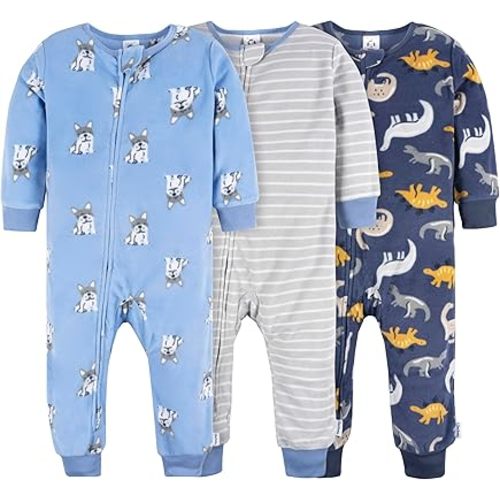 Gerber Baby Boys' Flame Resistant Fleece Footless Pajamas (3 Pack)