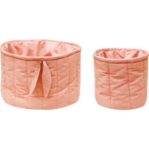 Set of 2 Quilted Cotton Baskets