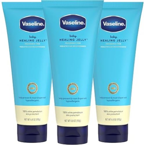Vaseline Baby Healing Jelly 3 Pack White Petroleum Skin Protectant for Preventing & Treating Diaper Rash,with a Hypoallergenic, Pediatrician-Recommended Formula, 6.8 oz
