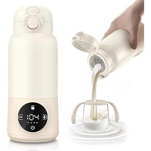Portable Bottle Warmer for Travel, 15oz Portable Milk Warmer for Baby, 12000mAh Fast Charging, 450ML Big Capacity Breast-Milk Warmer for Formula, Cordless Bottle Warmer On The Go