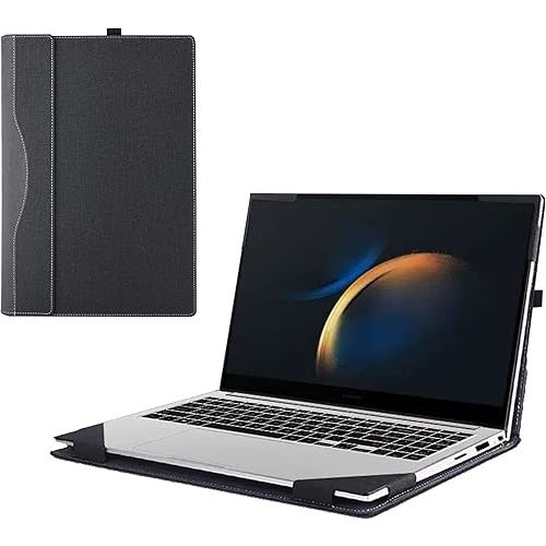 Case Cover for 16 Inch Samsung Galaxy Book5/4/3 Pro 360&Galaxy Book4/3 Pro&Galaxy Book 4/3 Ultra[Not fit Galaxy Book4/3 360],2-in-1 Sleeve, PU Leather Shell Case (Black)