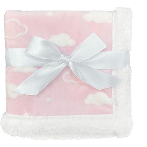 American Baby Company Heavenly Soft Chenille Sherpa Security Blanket, Pink, 14" X 14", Warm and Cozy for Boys and Girls